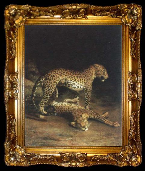 framed  Jacques-Laurent Agasse two leopards playing, ta009-2